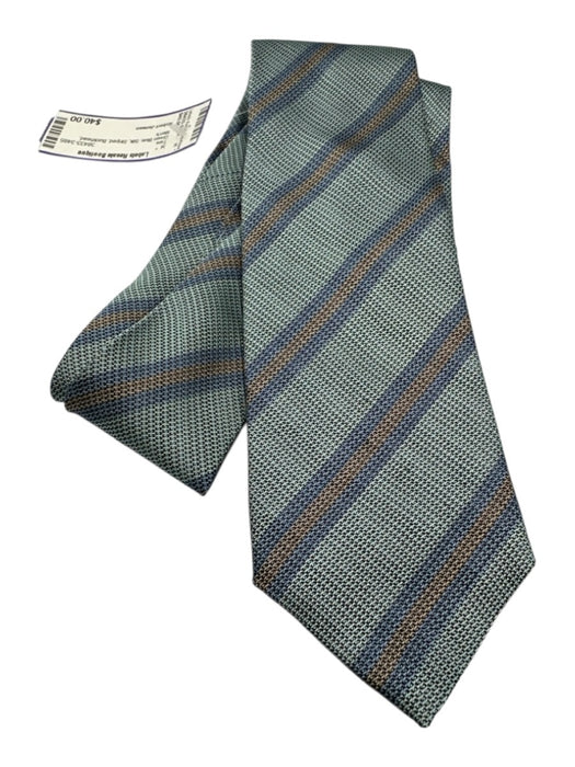 Robert Jensen Green Blue Silk Striped Men's Ties Green Blue