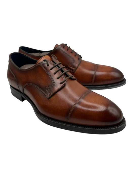 Di Bianco Shoe Size 8 New Brown Leather Solid Cap Toe Dress Men's Shoes Brown / 8