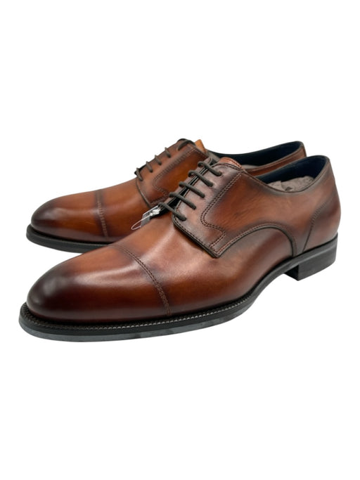 Di Bianco Shoe Size 8 New Brown Leather Solid Cap Toe Dress Men's Shoes Brown / 8