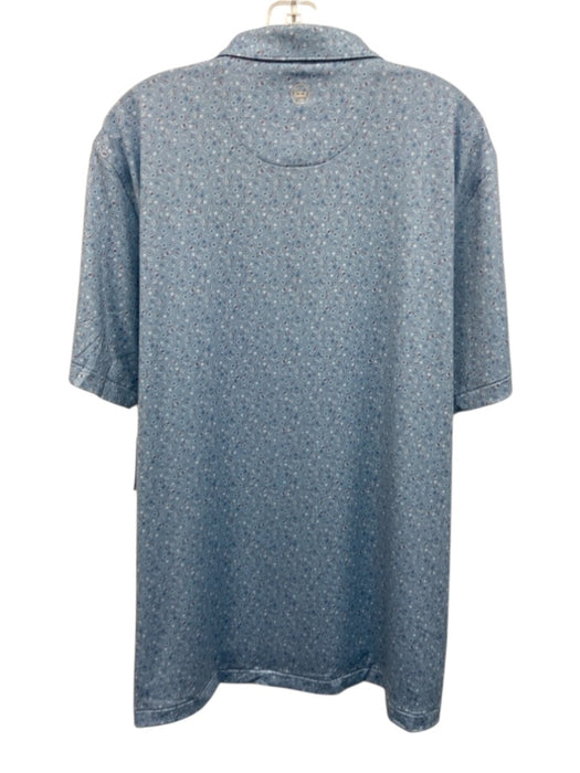 Peter Millar NWT Size L Blue Synthetic Glasses Polo Athleisure Short Sleeve Blue / L