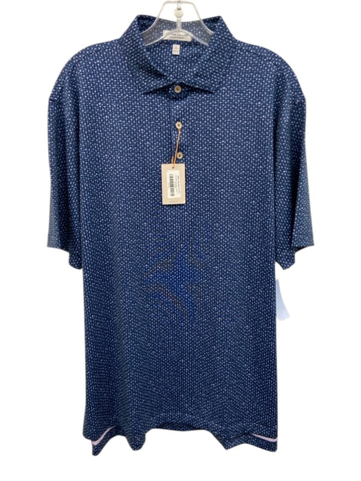 Peter Millar NWT Size L Navy Synthetic Glasses Polo Athleisure Short Sleeve Navy / L