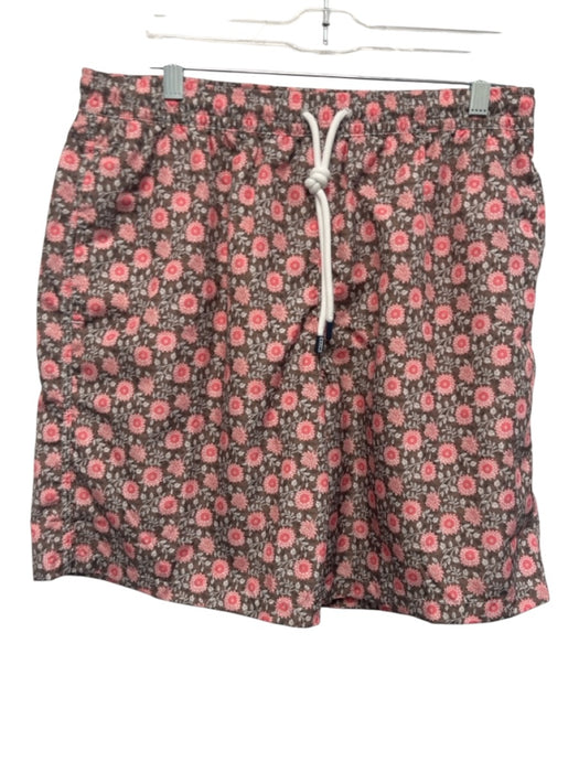 Fedeli NWT Size L Brown & Red Synthetic Floral Swim Men's Shorts Brown & Red / L