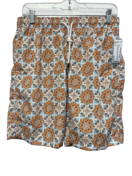 Fedeli NWT Size L Orange & Blue Synthetic Floral Swim Men's Shorts Orange & Blue / L
