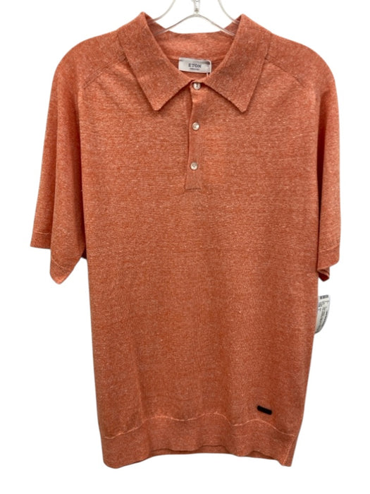 Eton NWT Size L Orange Cotton Blend Solid Knit Polo Men's Short Sleeve Orange / L