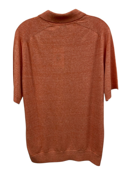 Eton NWT Size L Orange Cotton Blend Solid Knit Polo Men's Short Sleeve Orange / L