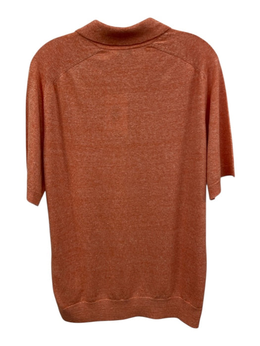 Eton NWT Size L Orange Cotton Blend Solid Knit Polo Men's Short Sleeve Orange / L