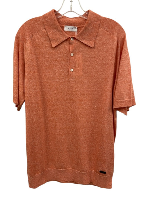 Eton NWT Size L Orange Cotton Blend Solid Knit Polo Men's Short Sleeve Orange / L