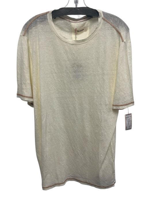 Borgo 28 NWT Size L Off White Linen Solid T shirt Crew Men's Short Sleeve Off White / L