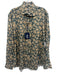 Tiki NWT Size L Blue & Beige Linen Floral Button up Men's Long Sleeve Shirt Blue & Beige / L