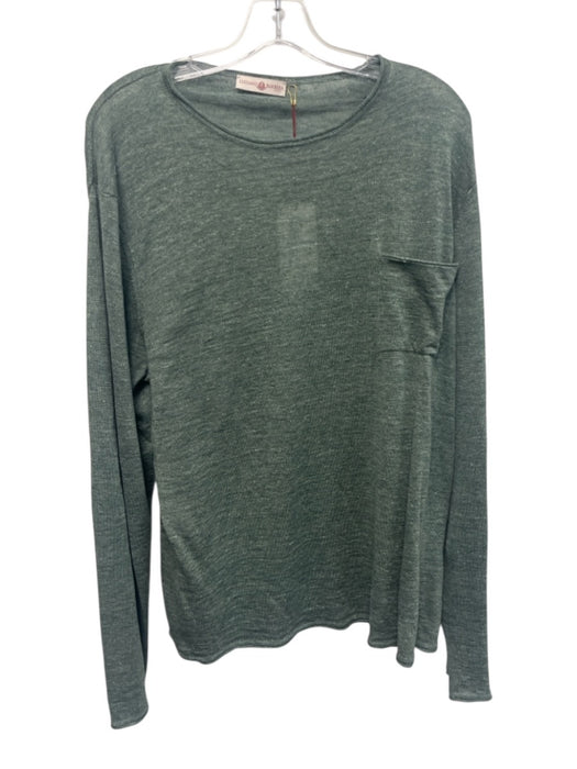 Luciano Barbera NWT Size 56 Green Linen Blend Solid Crew Neck Men's Sweater Green / 56