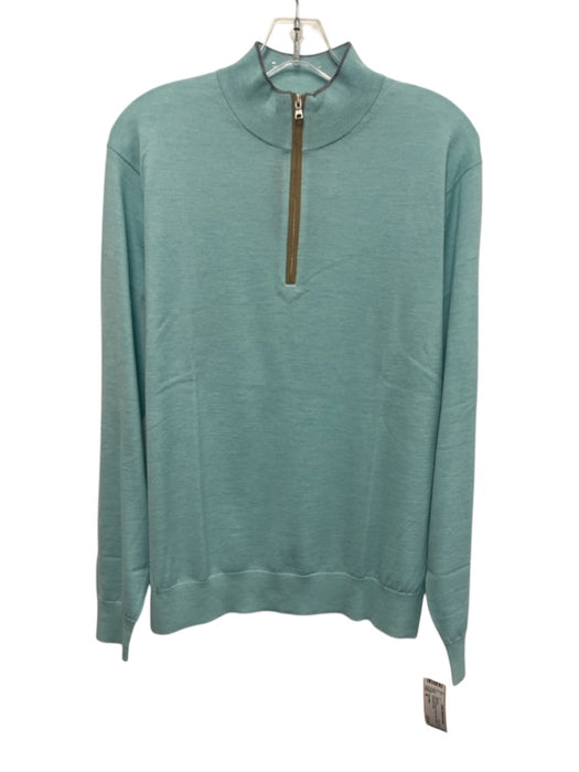 Peter Millar NWT Size M Light blue Wool Solid Quarter Zip Men's Sweater Light blue / M
