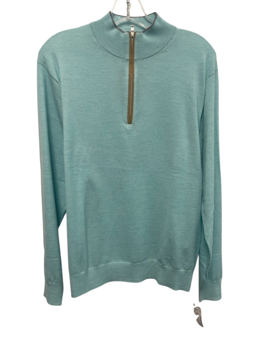 Peter Millar NWT Size M Light blue Wool Solid Quarter Zip Men's Sweater Light blue / M