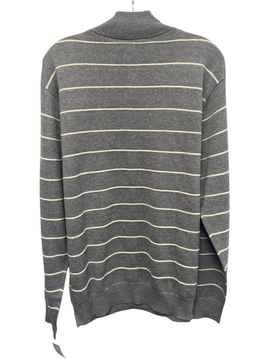 Peter Millar NWT Size L Gray & Beige Linen Blend Striped Quarter Zip Sweater Gray & Beige / L
