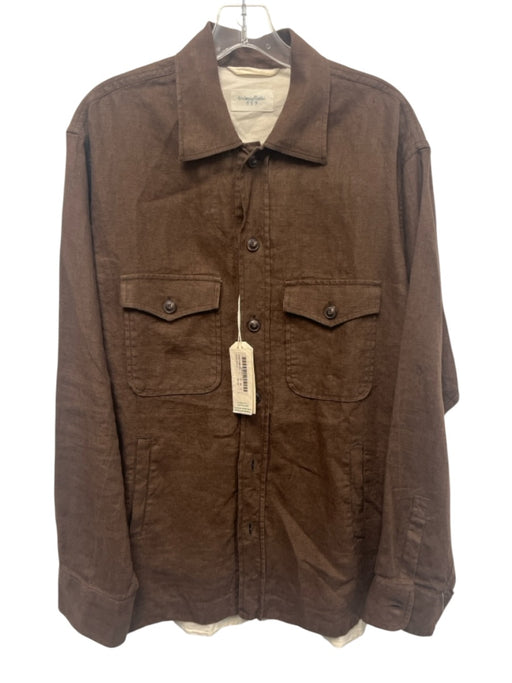 Tintoria NWT Size L Brown Linen Solid Button Up Men's Jacket Brown / L