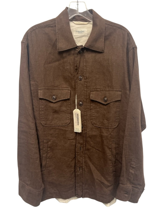 Tintoria NWT Size L Brown Linen Solid Button Up Men's Jacket Brown / L