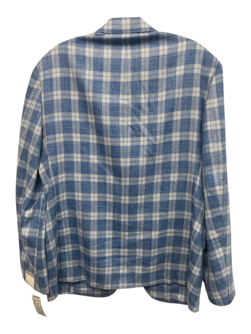 Samuelson NWT Blue & White Linen Blend Plaid 2 Button Men's Blazer Blue & White / 42S