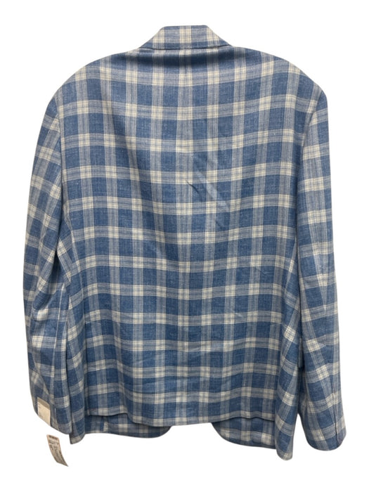 Samuelson NWT Blue & White Linen Blend Plaid 2 Button Men's Blazer Blue & White / 42S