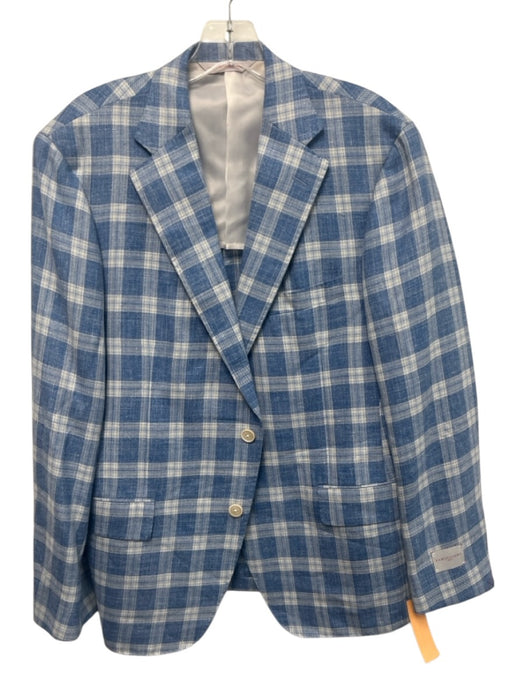 Samuelson NWT Blue & White Linen Blend Plaid 2 Button Men's Blazer Blue & White / 42S