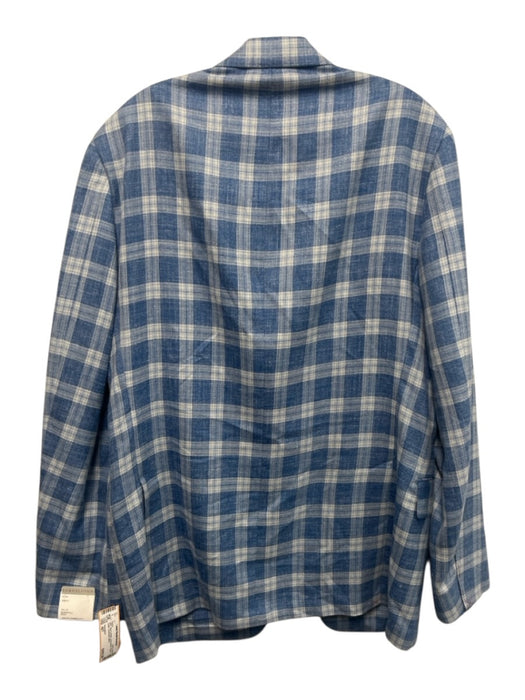 Samuelson NWT Blue & White Linen Blend Plaid 2 Button Men's Blazer Blue & White / 42T