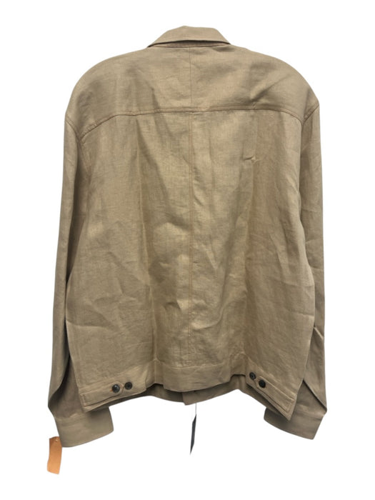 Camessi Collection NWT Size XL Tan Linen Blend Solid Trucker Button up Jacket Tan / XL