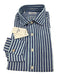 Gherardi NWT Size 15.75 Blue Linen Blend Striped Button up Long Sleeve Shirt Blue / 15.75