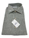 Gherardi NWT Size 17.5 Green & White Linen Striped Button up Long Sleeve Shirt Green & White / 17.5