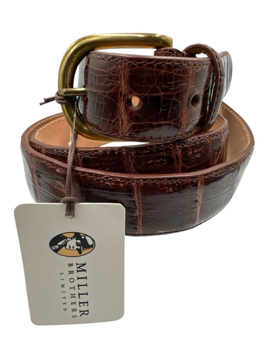 Miller Brothers NWT Brown Crocodile Solid Men's Belt Brown