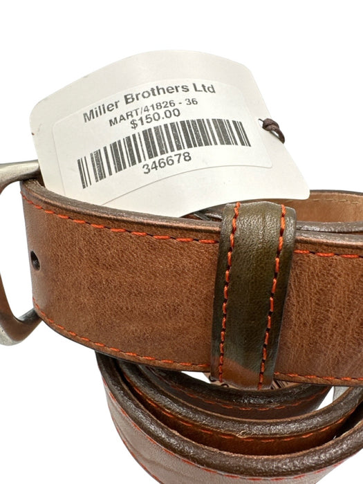 Martin Dingman NWT Brown Leather Solid Men's Belt Brown