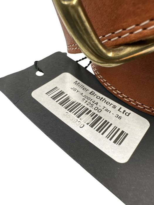 Miller Brothers NWT Brown Leather Solid Men's Belt Brown