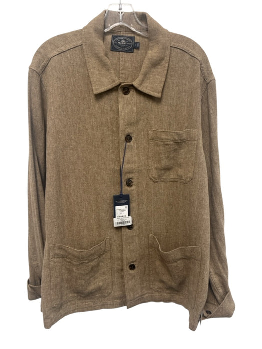 Faherty NWT Size L Tan Linen Blend Harringbone Buttons Men's Jacket Tan / L