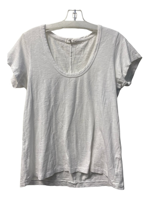 Rag & Bone Size M White Pima Cotton Deep Round Neck Short Sleeve Heathered Top White / M