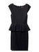 Alice + Olivia Size S Black Rayon Blend Boat Neck Cap Sleeve Ruffle Detail Dress Black / S