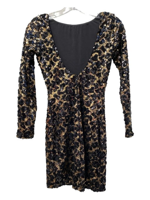 Dress the Population Size XS Black & Gold Polyester Boat Neck Low Back Dress Black & Gold / XS