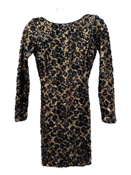 Dress the Population Size XS Black & Gold Polyester Boat Neck Low Back Dress Black & Gold / XS