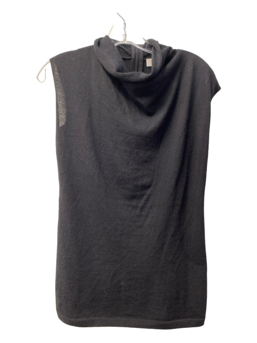 Kinross Size XS Black Cashmere Mock Neck Sleeveless Back Zip Sweater Black / XS