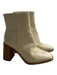 Vince Camuto Shoe Size 5.5 Cream Leather Square Toe Block Heel Side Zip Booties Cream / 5.5