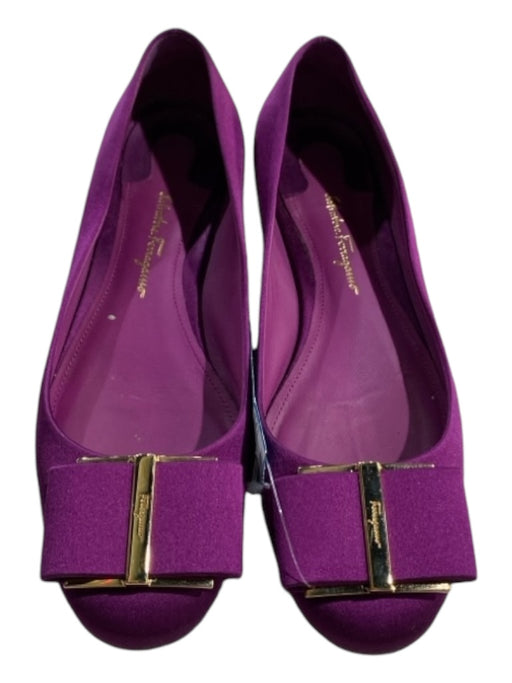 Salvatore Ferragamo Shoe Size 5.5 Deep Purple Satin Round Tie Neck Booties Deep Purple / 5.5