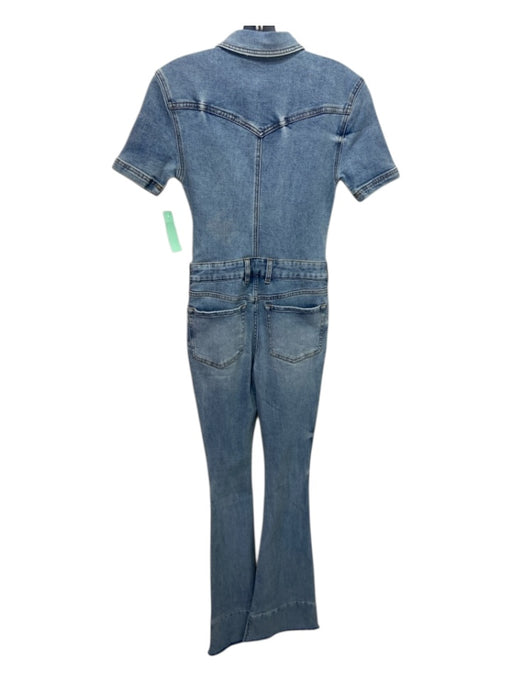 SER.O.YA Size XXS Light Wash Cotton Button Detail Flare Jumpsuit Light Wash / XXS