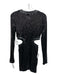 Staud Size S Black Nylon Sequined Side Cut Outs Zip Back Long Sleeve Dress Black / S