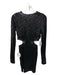 Staud Size S Black Nylon Sequined Side Cut Outs Zip Back Long Sleeve Dress Black / S