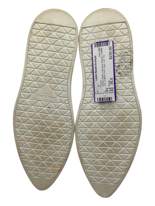 Prada Shoe Size 35.5 White & Black Canvas & Rubber Pointed Toe Logo Shoes White & Black / 35.5