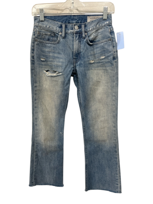 ALLSAINTS Size 24 Medium Wash Cotton Distressed Fading Mid Rise Bootcut Jeans Medium Wash / 24