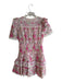 Love Shack Fancy Size S Pink & Cream Cotton V Neck Floral Print Lace Hem Dress Pink & Cream / S