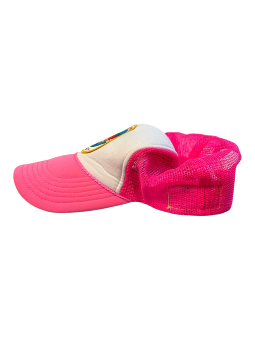 Aviator Nation Pink No Fabric Tag Logo Mesh Detail Patch Baseball Cap Hat Pink / One Size
