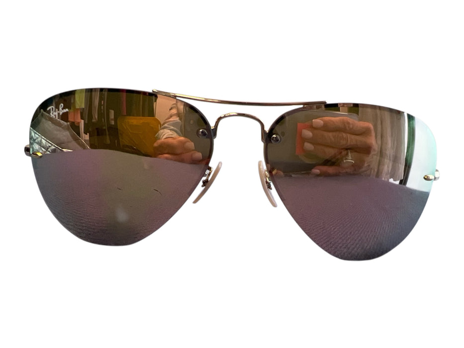 Ray Ban Gold Metal Aviator Reflective Yellow Lenses Sunglasses Gold