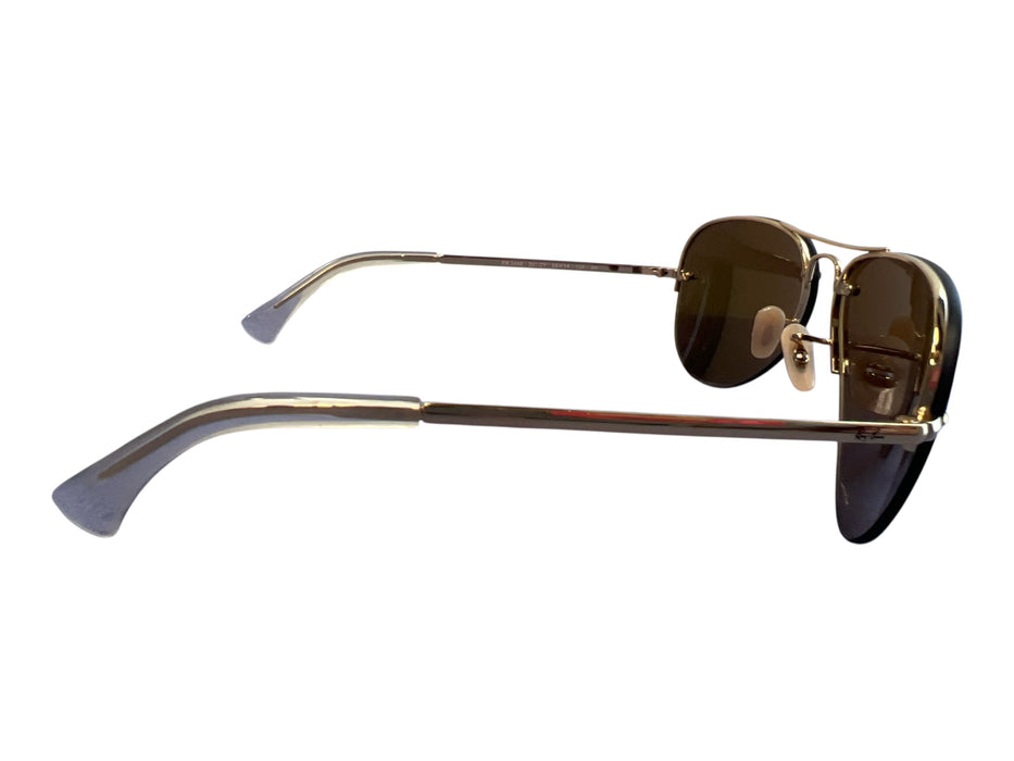 Ray Ban Gold Metal Aviator Reflective Yellow Lenses Sunglasses Gold