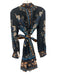 Farm Rio Size XXS Navy & Multi Viscose Long Sleeve Button Up Floral Collar Dress Navy & Multi / XXS