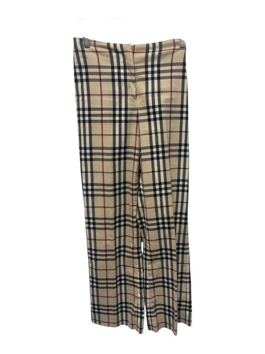Burberry London Size 2 Beige & Multi Wool Blend Zip Fly Nova Check Trouser Pants Beige & Multi / 2