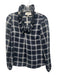 Elizabeth McKay Size 0 Navy & Multi Silk Long Sleeve Checkered Side Zip Top Navy & Multi / 0