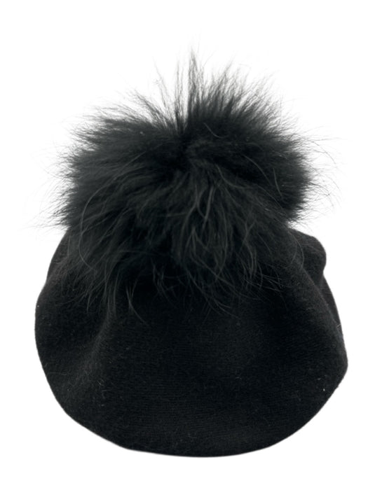 frr Black & Brown Angora Blend Pom Pom Stretch Racoon Fur Hat Black & Brown / One Size
